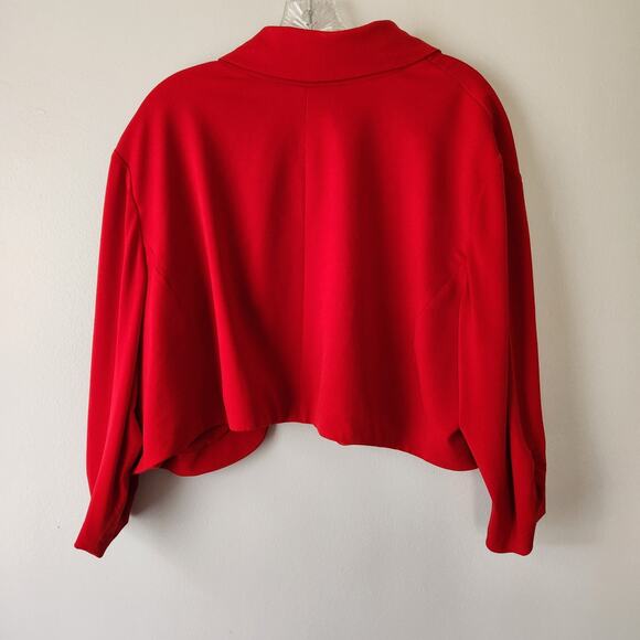 Tahari Arthur S Levine Jacket Womens 22W Bolero Red Open Front Cardigan Cropped - Picture 6 of 11